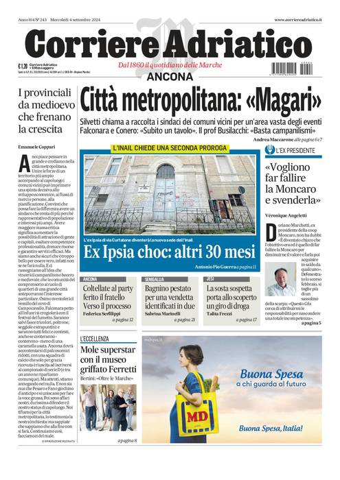 Prima-pagina-corriere adriatico-edizione-di-oggi-Array